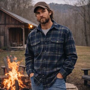 C.E. Schmidt Workwear Wool blend flannel Blue Men's Size Large Heavyweight